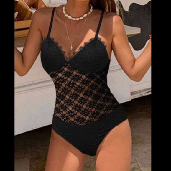 Charm Crochet Silhouette 💯%Lace Wire Free Push-Up Lift Wear Teddy/Top/Bodysuit - Picture 10 of 12